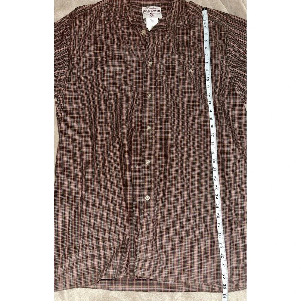 Vintage Wrangler Rugged Wear Mens X Large Tall Plaid Button Up Shirt Long Sleeve